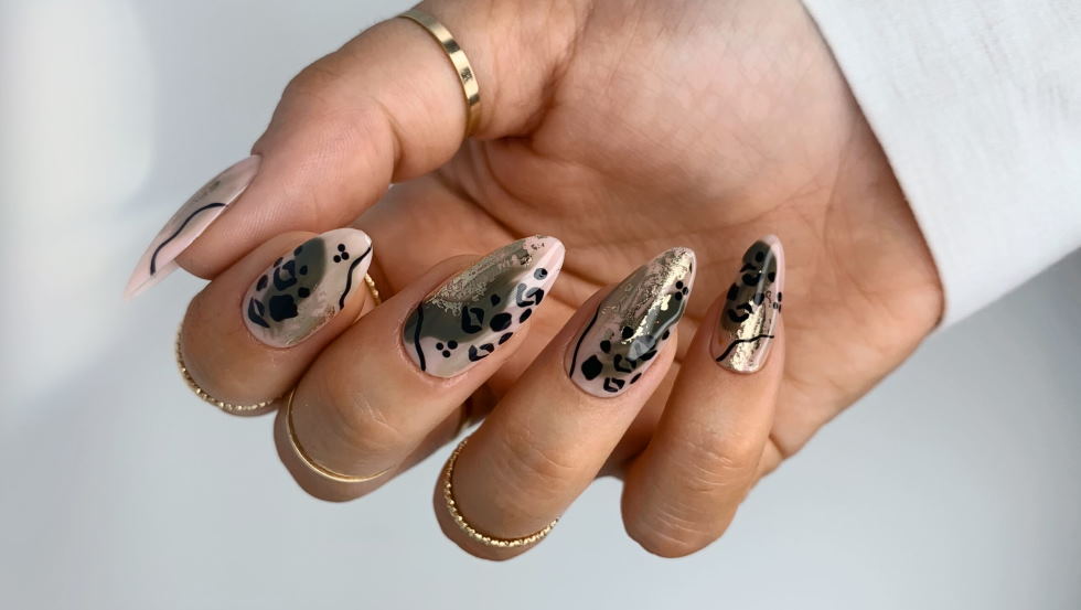artistic leopard nail design