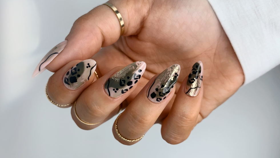 Leopard French tip nails art by me ken : r/Nails